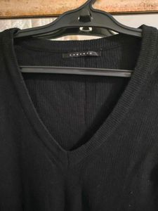 Black V-Neck Ruffle Dress