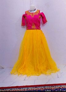 Pink &amp; Yellow Lehenga Choli Set