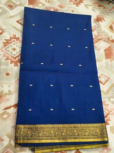 Royal Blue Saree with Gold Border