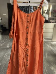 Orange Button-Down Summer Dress
