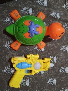 Toy Turtle and Blaster Gun Set