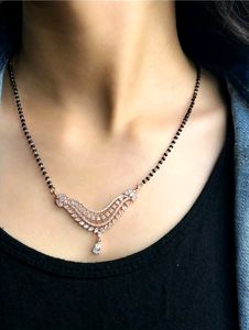 Rose Gold Diamond Mangalsutra And Tops Combo Pure Silver 925