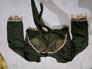Green satin lehnga