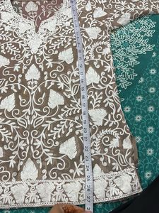 Sheer Embroidered Net Kurti (Lucknowi/Chikankari)