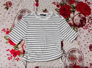 Striped Cropped Tie Top