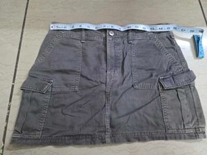 Gray Cargo Mini Skirt