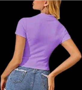 Casual Purple Cropped Top