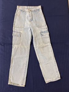 Light Wash Cargo Jeans