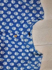 Blue Block Print Kurta