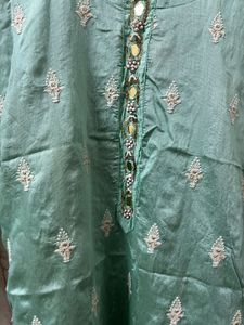 Elegant Mint Green Embroidered Kurta and pant
