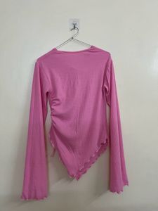 Cute Pink Asymmetrical Hem Top