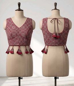 #navratri kutchi ajrak print blouse