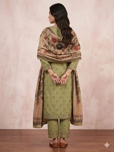 Elegant Mehndi Green Kurta Set