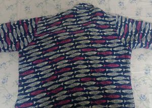 Funky Fish Print Button-Up Shirt