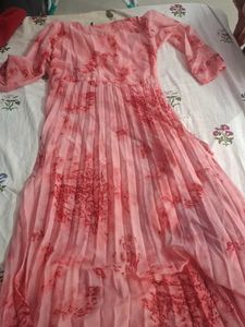 Elegant Pink Printed Ethnic Gown