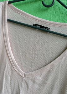 Light Pink V-Neck Long Sleeve Top
