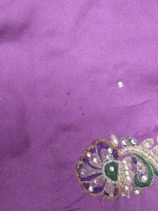 Elegant Purple Embroidered heavy Saree