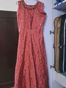 Elegant Coral Embellished Gown