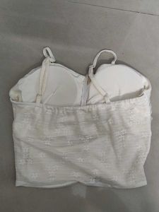 Cream Lace Button-Up Camisole Top