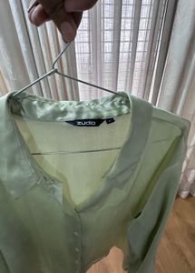 Chic Satin Finish Button-Up Shirt