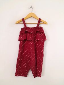 Maroon Printed Jumpsuit (Girl's)