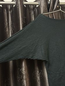 Stylish Ribbed Batwing Sweater