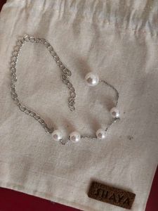 Elegant Pearl Chain Bracelet 925 silver