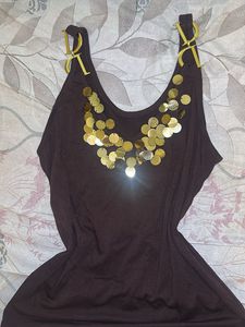 Brown Tank Top with Sequins