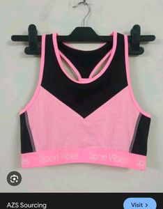 Pink & Black Sports Bra