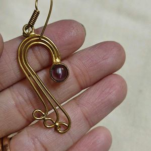 Amythest Gold Tone Dangle Earrings