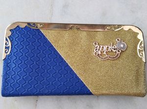 Women Golden Blue Clutch