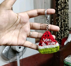Crocheted twinkling Watermelon Keychain