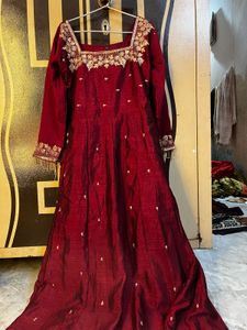 Maroon Embellished Ethnic Gown