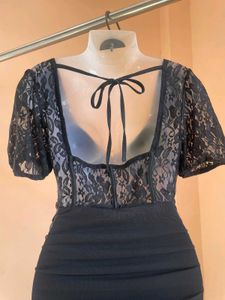Black bodycon mesh dress