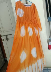 Vibrant Orange Tie-Dye Kurta
