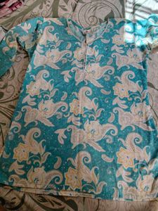 Blue Floral Print Kurta