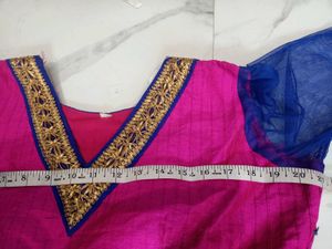 Vibrant Blue and Pink Anarkali 3pc set