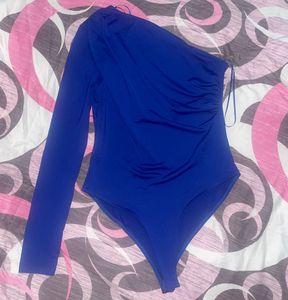Royal Blue One Shoulder Ruched Bodysuit