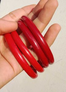 Vibrant Red Bangle Set - Traditional Charm
