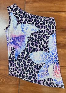 One Shoulder Animal Print Top