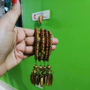 Colorful Beaded &amp; Dangling Leaf Bangles
