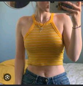 ZARA Striped Halter Neck Crop Top