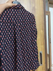 Stylish Printed Button-Up Blouse