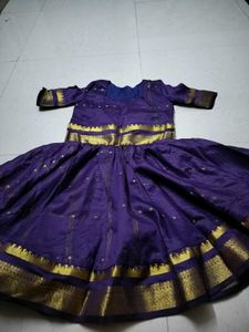 Elegant Purple banarsi dhoti frock  with Gold Bord