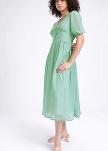 Mint Green Puff Sleeve Dress