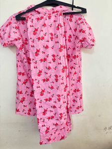 Cute Pink Floral Pajama Set
