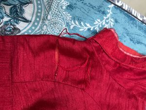 Vibrant Floral Print Red Saree with Blouse
