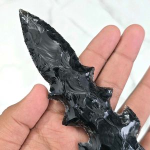 Hand Knapped Black Obsidian Knife