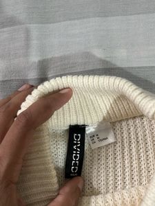 Cream Mock Neck Chunky Knit Sweater