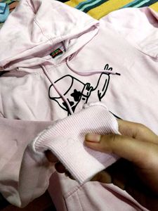 Pastel Pink Hoodie with Fun Graphic